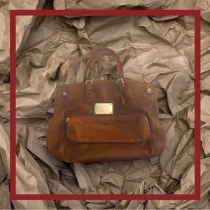 Authentic Dolce & Gabbana Large Brown Leather Miss Pocket 2 Way Bag